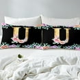 thumbnail image 3 of Erosebridal Vintage Floral Flower Duvet Cover Twin for Women Girls, Monogrammed U Black Reversible Bedding Twin Size, 1 Duvet Cover and 1 Pillowcase (No Comforter), 3 of 7