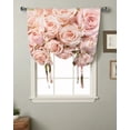 thumbnail image 3 of Roses Pink Flowers Curtains for Living Room Bedroom Modern Tie Up Window Curtain Kitchen Short Curtain, 3 of 5