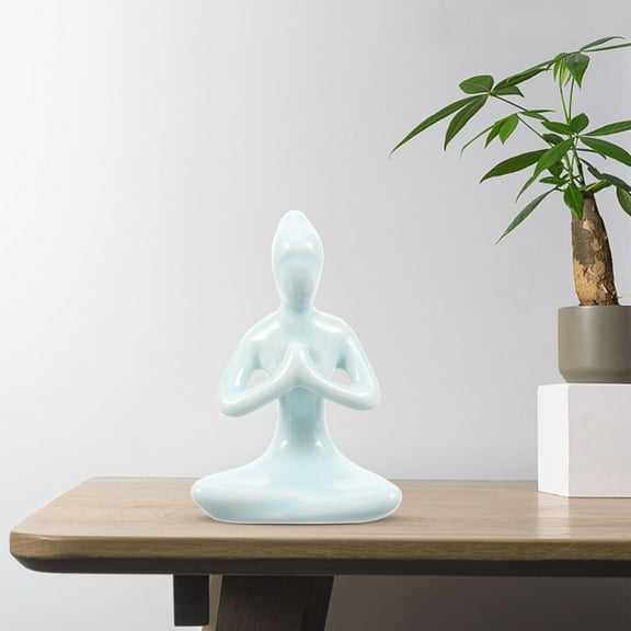 MLINS Yoga Statue Ceramic Yoga Sculpture Zen Figurine Yoga Ornament for Bedroom Yoga Room