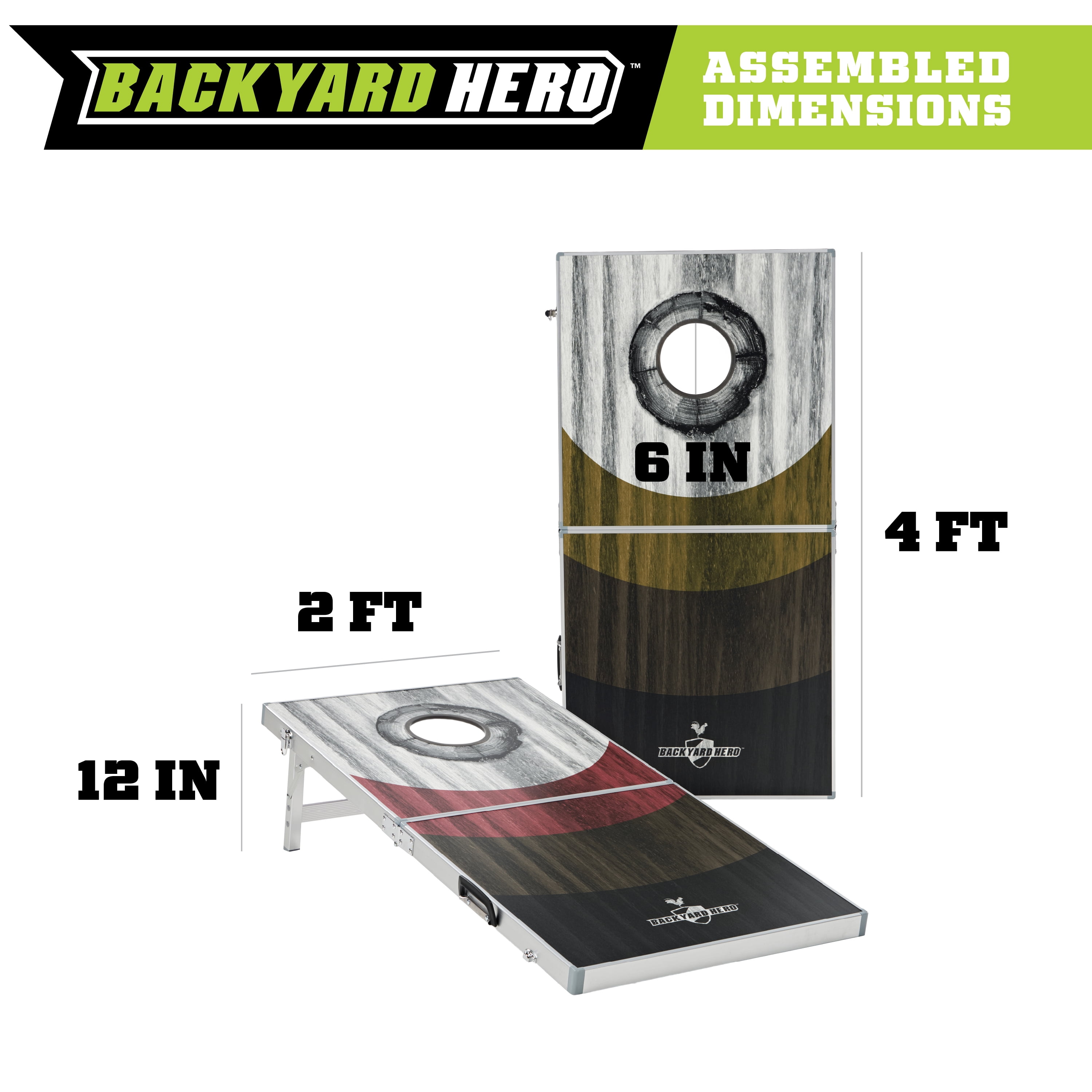 Backyard Hero Aluminum Frame Cornhole Beanbag Toss Game Set with Water Resistant Boards
