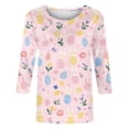 thumbnail image 6 of ZVAVZ Womens Easter 3/4 Length Sleeve T-Shirts Plus Size Bunny Rabbit Graphic Tee Shirts O-Neck Casual Spring Summer Blouses Pink,XXXXXL, 6 of 7