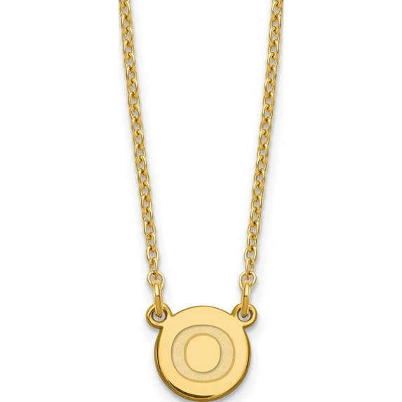 Ss/Gold Plated Sterling Silver Gold-Plated Tiny Circle Block Letter O Initial Necklace Made In United States xna722gp/o