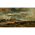thumbnail image 2 of Charles François Daubigny 18x12 Gold Ornate Wood Frame and Double Matted Museum Art Print Titled - Entrance to Kerity (1871), 2 of 4