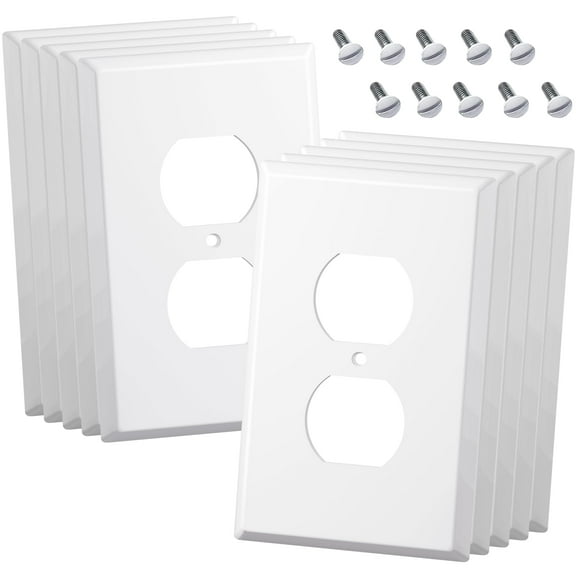 Ustris Duplex Wall Plates Outlet Covers Wall Plates, Standard Size 1-Gang 4.50" x 2.76" Duplex Receptacle Heat-Resistant Durable, Electric Receptacle Plug Covers for Electrical Outlets White 10-Pack