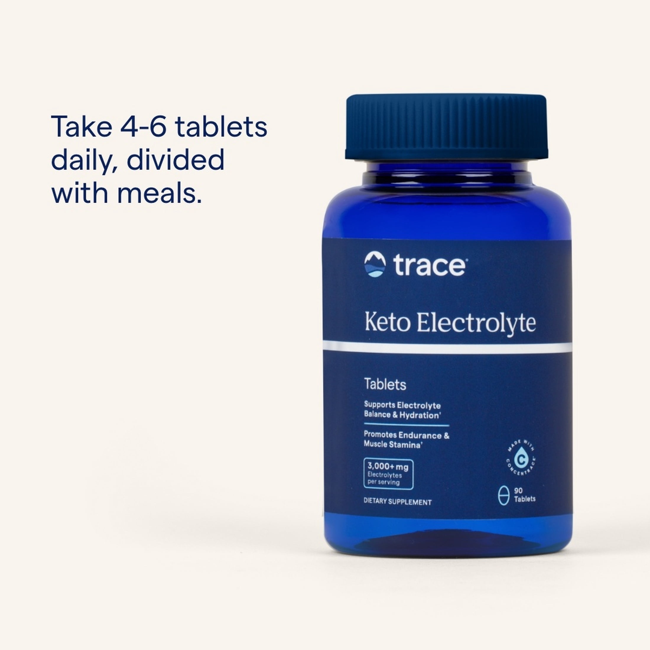 Trace Minerals Keto Electrolyte Tablets - Fluid Balance Supplement for Muscle Recovery & Endurance Support - Essential Electrolytes - Energy Aid - Gluten-Free & Vegan - 90 Count (15 Servings)