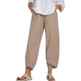 thumbnail image 4 of Mujer Pantalones Bolsillo Noveno Pantalones Pantalones deportivos holgados de pierna ancha, Caqui, M Advancent AP002213-02, 4 of 5