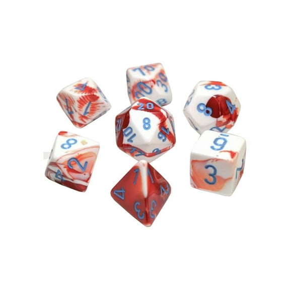 Chessex Manufacturing CHX30022 Cube Gemini Lab Dice - Red, White & Blue - Set of 7