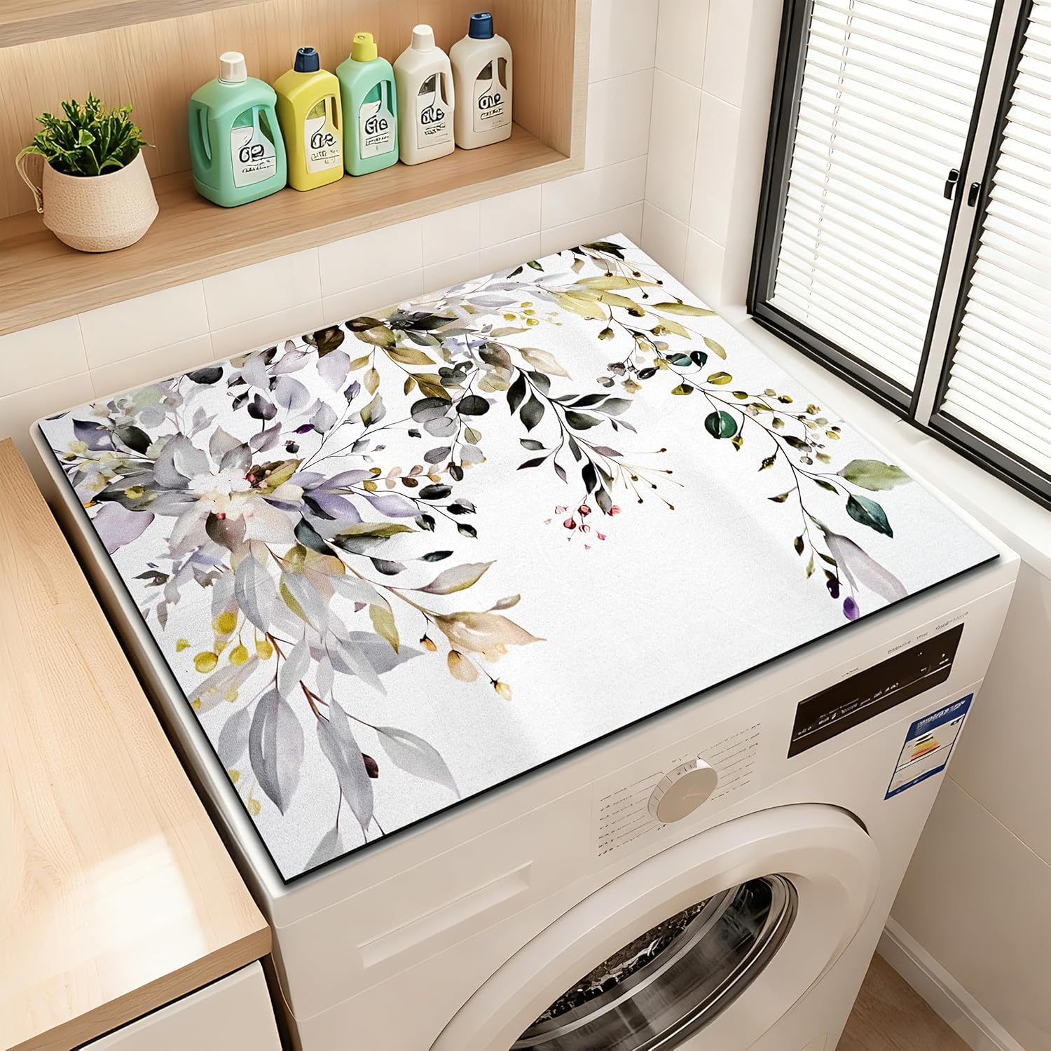 Washer and Dryer Covers for the Top 23.6" X 19.7", Washer and Dryer Top Protector Mat, Non Slip Washing Machine Dust Cover Pad for Laundry Room Kitchen Home Decor