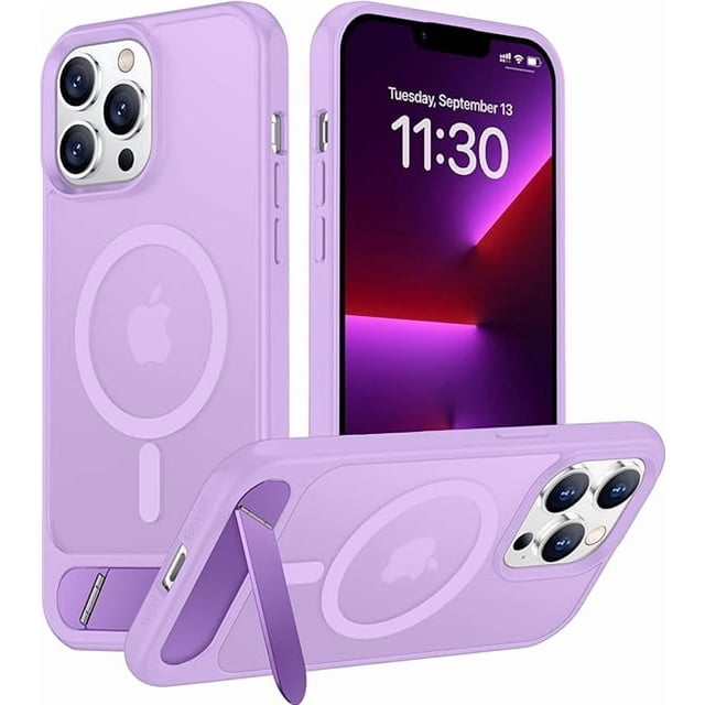 Funda con Soporte Magnético invisible, Delgada Mate, para iPhone 13 Pro Max, Morado Claro