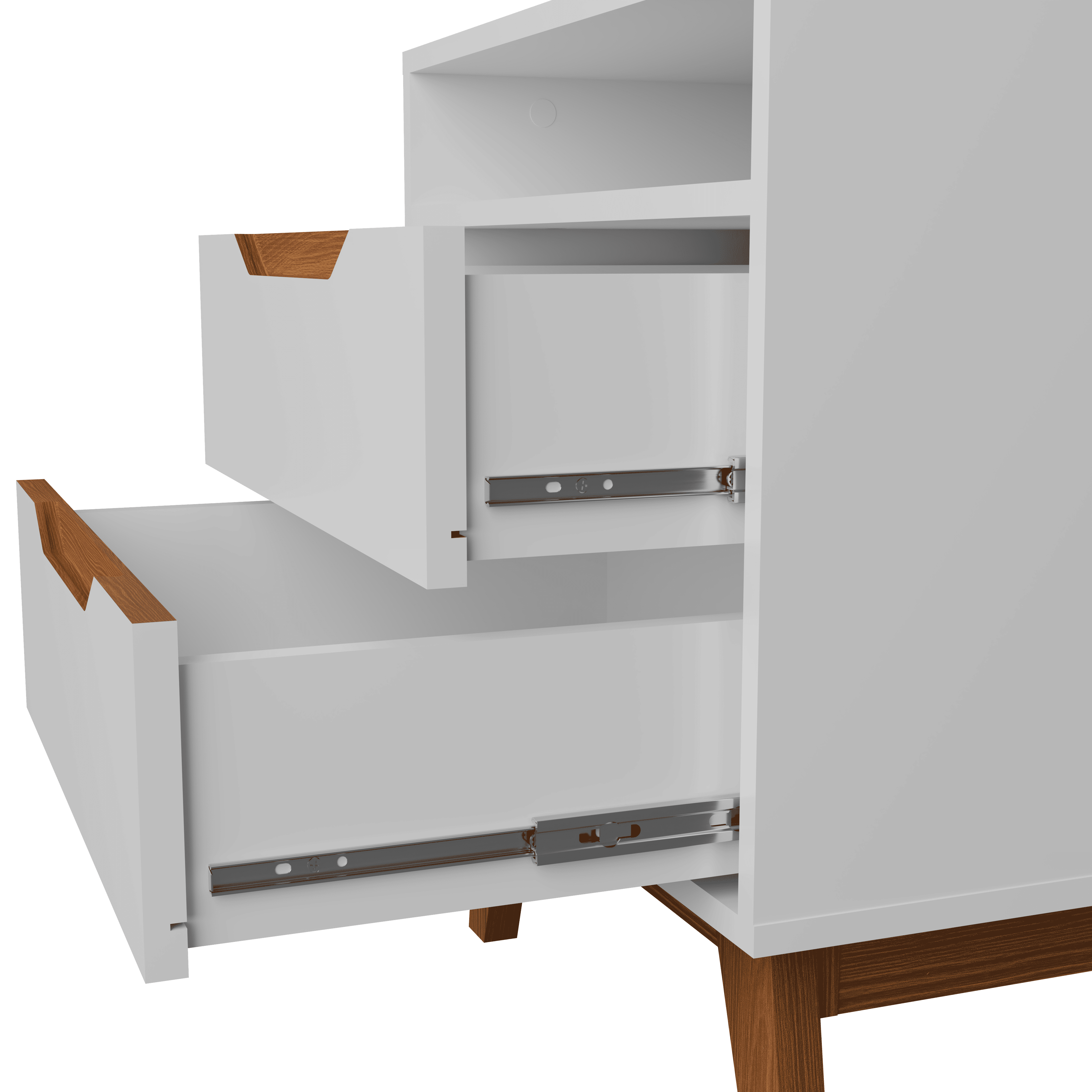 Kappesberg Paris 2-Drawer Nightstand with Open Shelf and Built-In Handles - White - for Adults and Teens