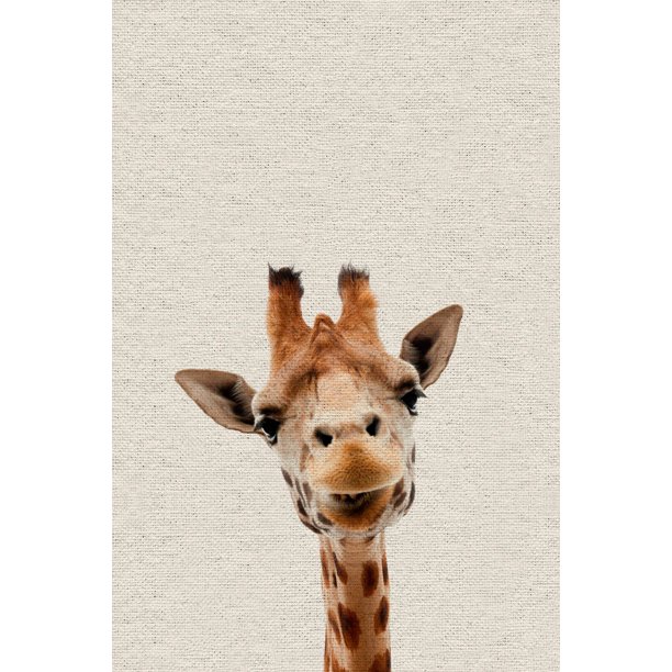 Curious Giraffe Painting Print on Wrapped Canvas