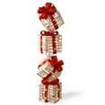 thumbnail image 1 of 33" White Plastic Rattan Giftbox Tower with 35 Micro Warm White Battery Operated LED Lights, 1 of 1