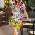 thumbnail image 2 of Defioc Colorful Tie Dye Stained Glass 3 Pattern Womens Summer Dresses Short Sleeve Sundress 2025 Beach Vacation Dresses with Pockets -Small, 2 of 6