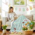 thumbnail image 4 of Throw Blanket Fleece Throw Blanket 50x60in, Easter Cute Rabbits Butterfly Soft Lightweight Bed Blankets Watercolor Eggs Daisy Fuzzy Couch Blankets for All Season, 4 of 9