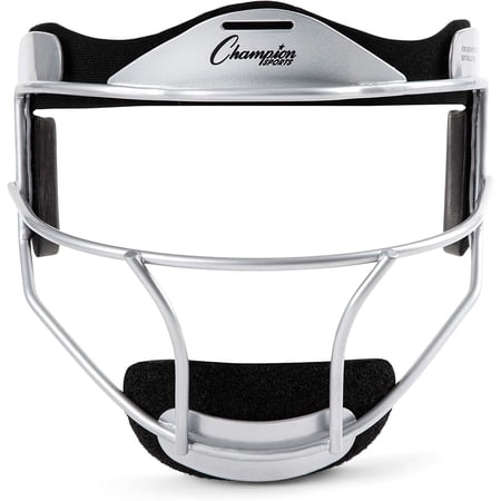 Champion Sports Steel Softball Face Mask - Classic Fielders Masks for Youth - Durable Head Guards - Premium Sports Accessories for Indoors and Outdoors - Silver