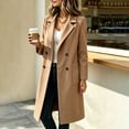 thumbnail image 6 of CHGBMOK Women's Mid Length Coat Notched Lapel Double Breasted Casual Overcoat Long Sleeve Loose Fit Outerwear Jacket with Pockets, 6 of 9