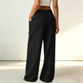 thumbnail image 4 of AherBiu Sweatpants for Women Straight Leg Button Elastic Low Rise Casual Pants Loose Fitted Trousers with Pockets(XX-Large,Black), 4 of 6