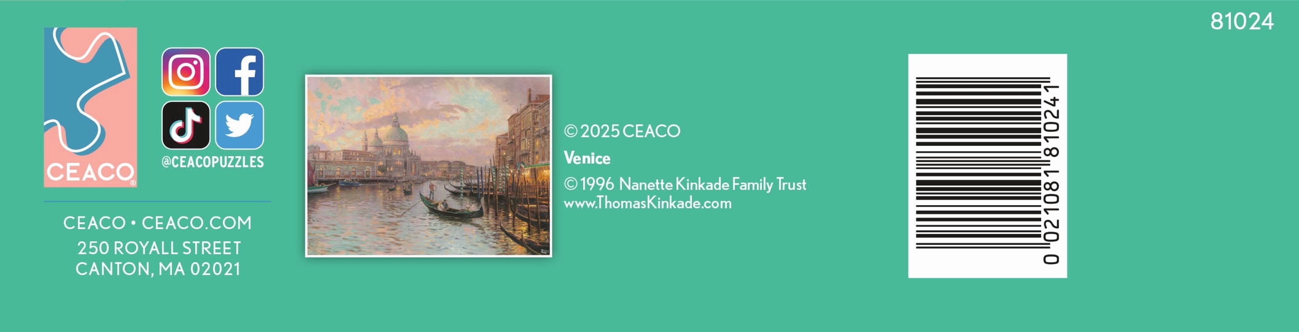 Ceaco Thomas Kinkade Venice 1000-Piece Interlocking Jigsaw Puzzle for Children Ages 14+