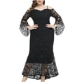 thumbnail image 2 of Vestido de retazos grande para mujer, falda envolvente a la cadera, manga larga, informal, vestido de columpio, vestido largo Wmkox8yi  FGJ1423, 2 of 5