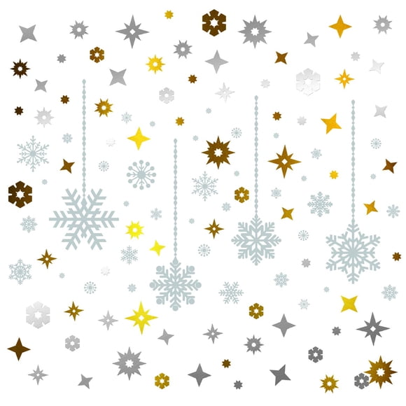 Décorations de Noël Autocollants Muraux Joyeux Noël Ensemble de Décoration Murale Décalcomanies Salon Chambre d'Enfant Décor Luxueux Flocons de Neige de Noël