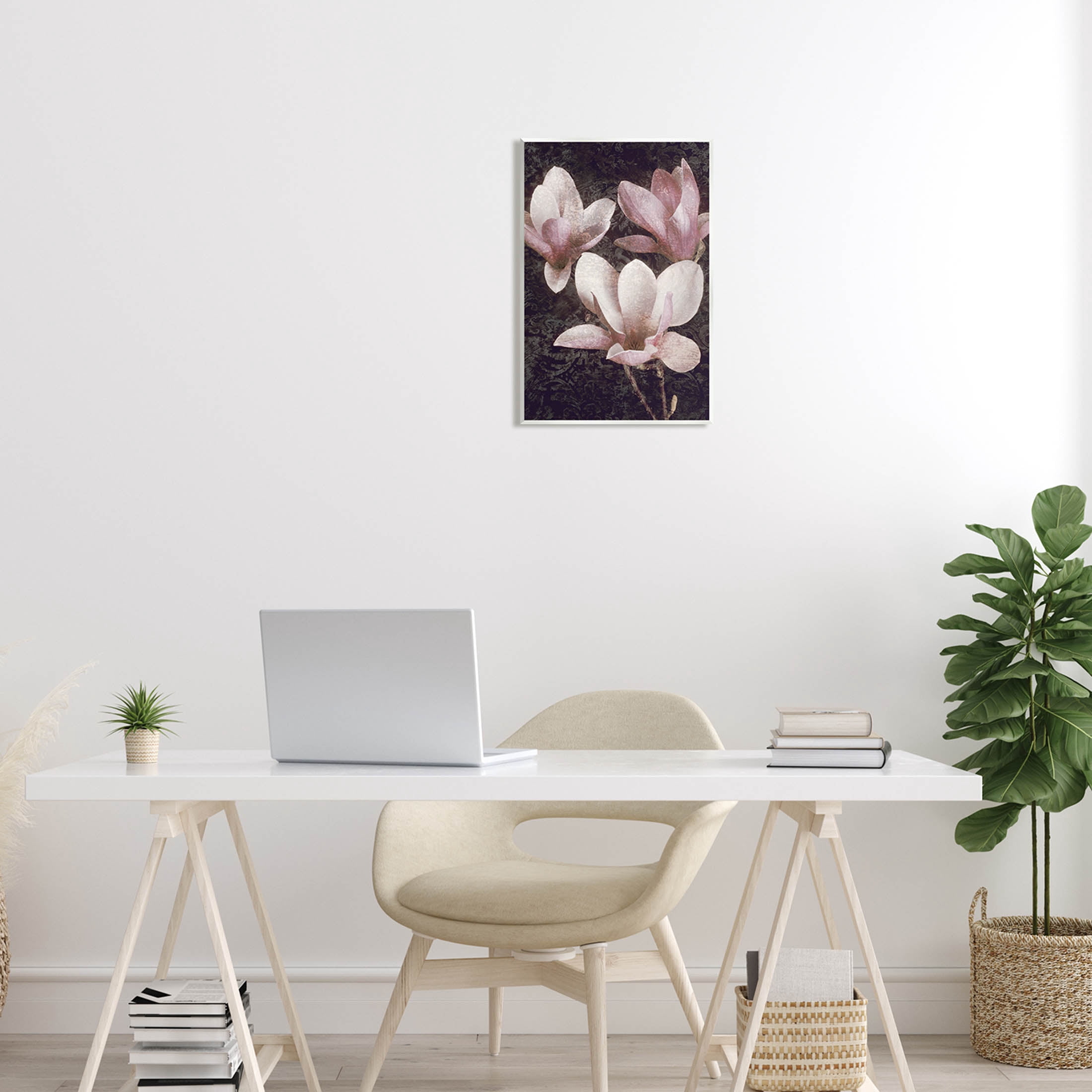 Vintage Pink Blooms Damask Pattern Botanical & Floral Graphic Art Unframed Art Print Wall Art