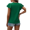 thumbnail image 3 of Frontwalk Women Tunic Blouse Ruffle Summer Tops Pleated T Shirt Ladies Loose Tee Short Sleeve T-shirt Green 2XL, 3 of 4