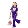 thumbnail image 2 of Gaexia Girls Tshirts and Pants Set,Girls Casual Fashion Outfit Bow Short Sleeve Top and Long Pants Comfy Two Piece Playwear Fashion Clothes,8-9 Years, 2 of 6