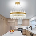 thumbnail image 4 of EAYSG Modern Crystal Chandelier, Round Crystal Gold LED Hanging Ceiling Light Adjustable Height, 3-Way Dimmable Pendant Lights Fixture 23.6 inch, 4 of 7