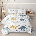 thumbnail image 2 of Homewish Colorful Dino Quilt Full for Kids, Dinosaur Print Full Bedspread Sets, White, 3pcs, 1 Comforter and 2 Pillowcases, 2 of 7