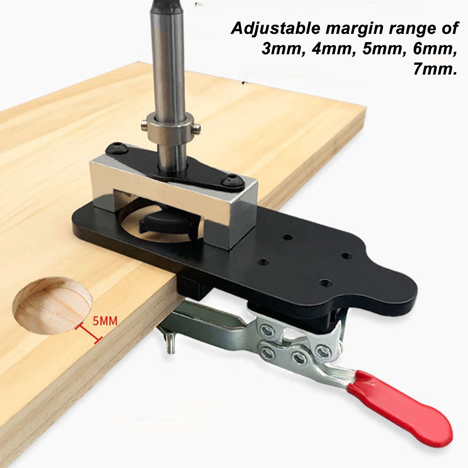 Rupoun Concealed Door Hinge Jig 35mm Aluminum Alloy Adjustable Double Cleat Hole Drilling Tool Set for Woodworking Cabinet Installation Includes Hex Wrench Limit Ring & Drill Bits (1.38 lbs / 626 g)