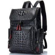 FR Fashion Co. Backpack for Men Leather with Crocodile Design - Black
