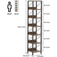 thumbnail image 4 of Ourlova Bookshelf - Narrow Bookcase Tall Skinny Storage Rack Shelf - 6 Tier Standing Bookshelves Metal Frame Rustic Display Racks Industrial Book Shelf for Bedroom/Living Room/Home/Office - Brown, 4 of 8