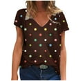 thumbnail image 2 of Inverlee T Shirts Women V Neck Casual Short Sleeve Tops Cute Dot Print Shirts Flowy Vacation Tunic Blouse Tee Summer Fashion, 2 of 5