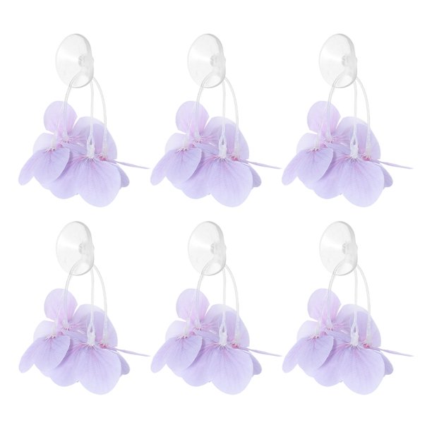 Raindrops 6Ud Plásticas Decorativas Violetas Para Peceras Con Base De Succión Fácil De Mantener