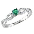 thumbnail image 1 of Lab-Created Emerald Infinity Ring with Diamonds 1/5 Carat (ctw) in Sterling Silver, 1 of 4