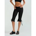 thumbnail image 4 of Rdhnmea Women Capri Pants Solid Color Elastic Waist Tie-Up Cropped Pants, 4 of 9