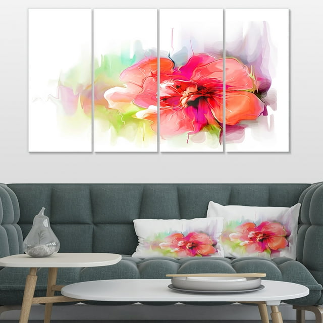 Belle Aquarelle Florale Rouge - Impression sur Toile Florale