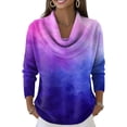 thumbnail image 2 of Dwralegc Sweaters for Women 2025 Casual Multicolor Cowl Neck Knit Clothes Long Sleeve Pullover Jumper Fashion Winter Spring Sweater Purple XL, 2 of 5