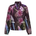 thumbnail image 5 of Jackets for Women Winter Coat Jackets Flannel Stand Collar Jacket(Purple Floral Bird Print,Size:S-4XL), 5 of 7