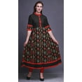 thumbnail image 2 of Bimba Black Damask Ikat Indian Kurtis For Women Long A Line Casual Anarkali Dresses Ethnic Kurti-XSmall, 2 of 5