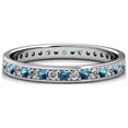 thumbnail image 3 of Blue Topaz and Diamond Channel Prong Eternity Band 0.83ct tw to 0.96ct tw in 18K White Gold.size 6.0, 3 of 8