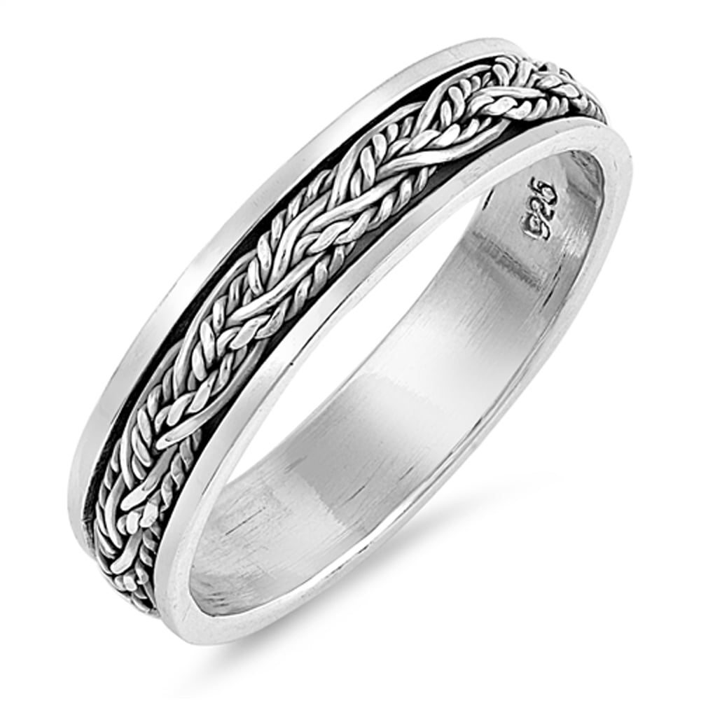 Spinner Celtic Weave Rope Chain Ring .925 Sterling Silver Band Jewelry Female Male Unisex Size 7