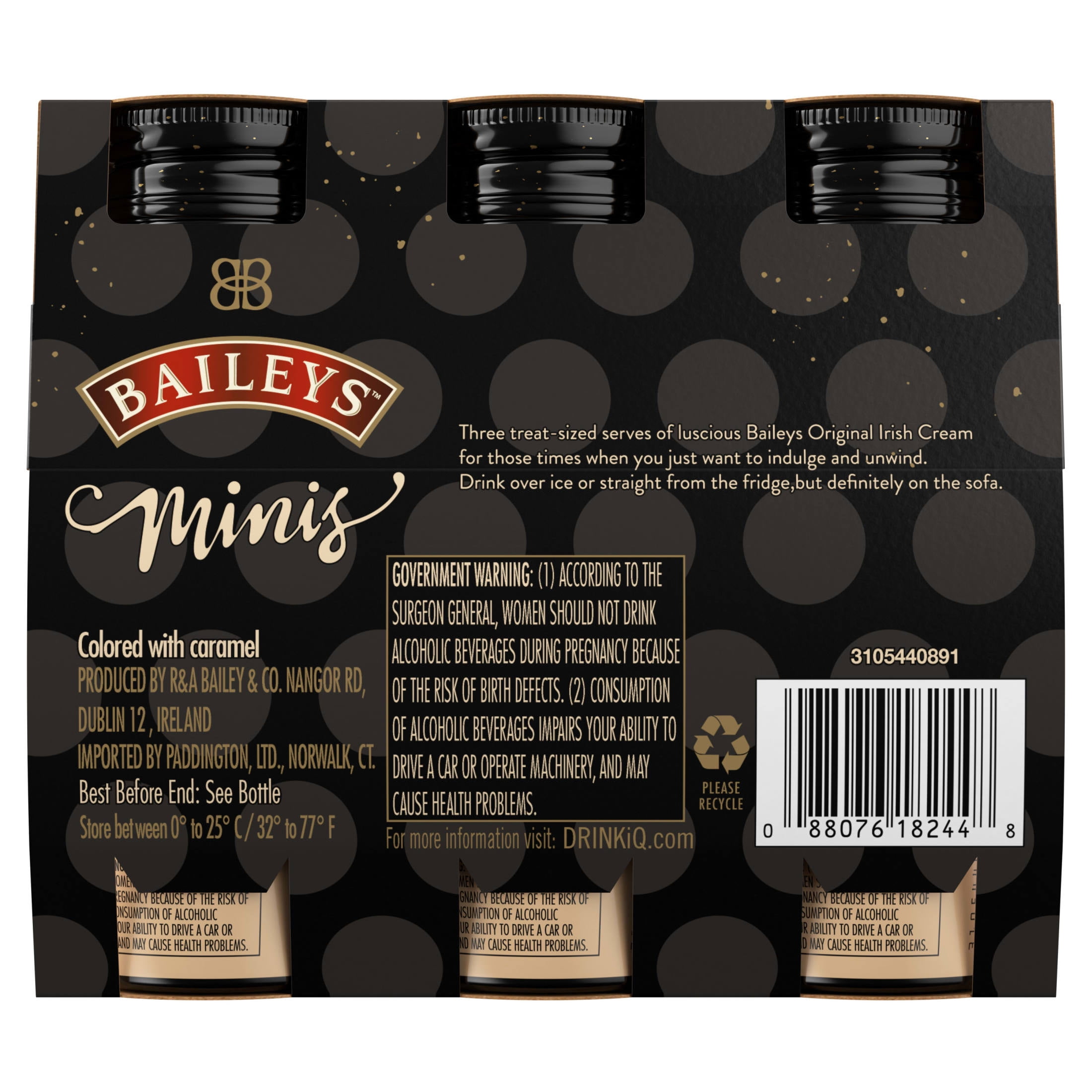 Baileys Minis The Original Irish Cream Liqueur, 100 mL (3 Pack), 17% ABV