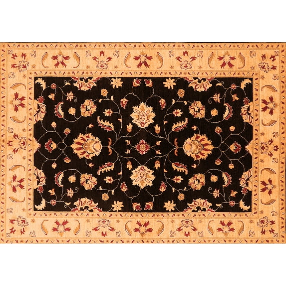 Ahgly Company Indoor Rectangle Oriental Orange Industrial Area Rugs, 5' x 7'