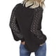 thumbnail image 2 of Sonducket Blusa de manga larga de encaje para mujer Camiseta de color sólido con cuello de encaje Prendas para la parte del cuerpo Negro M, 2 of 6