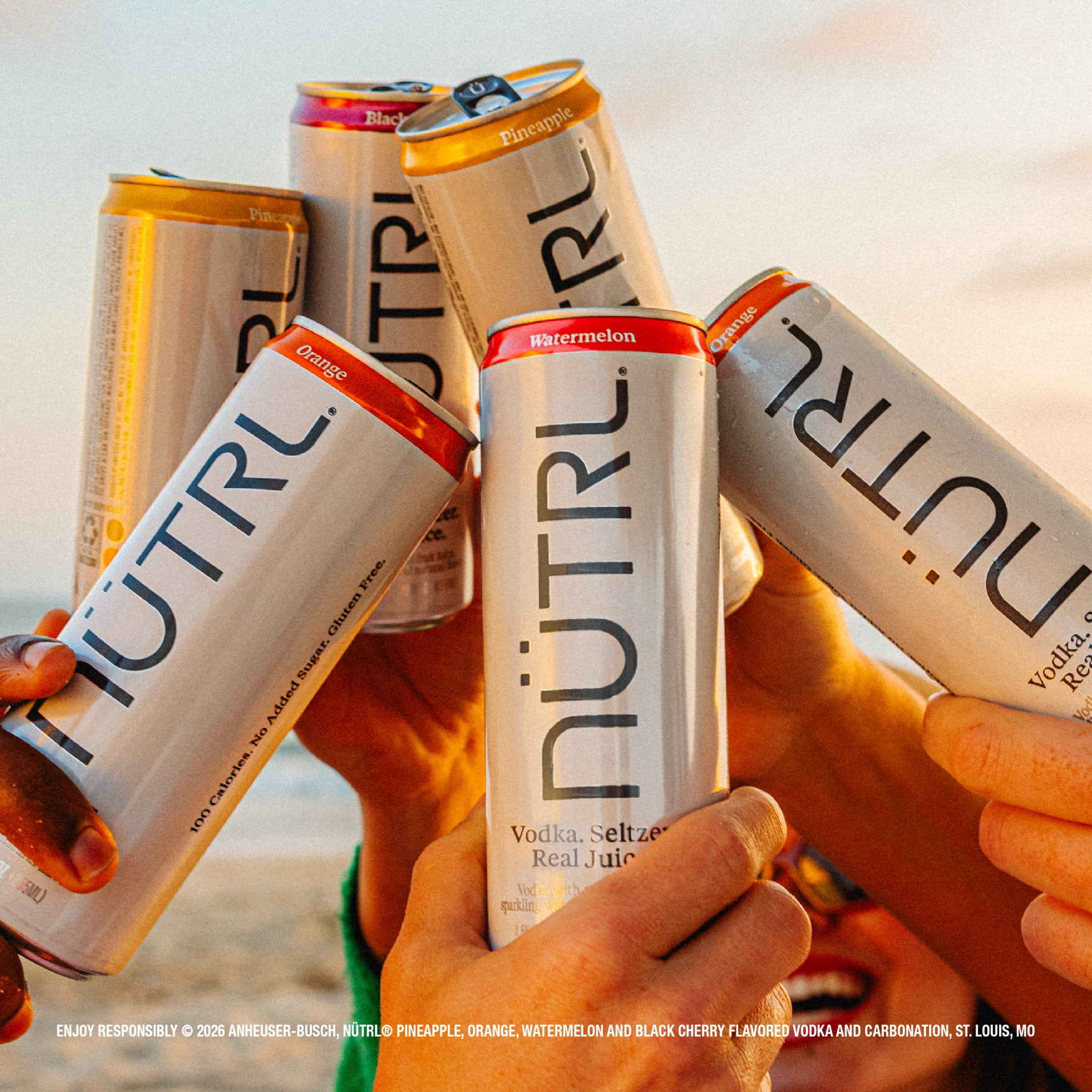 NUTRL Vodka Hard Seltzer Fruit Variety, Gluten Free, 8 pack, 12 fl oz Aluminum Cans, 4.5% ABV