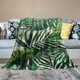thumbnail image 2 of ONETECH Palm Leaves Throw Blanket,Green Hawaiian Blanket All Season,Monstera Banana Leaves Living Room Decor,Summer Tropical Leaves Plush Blanket Lightweight Warm, 2 of 6