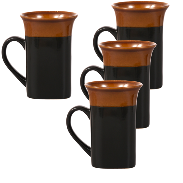 Coffee Mug Dinnerware Cup (Black & Brown) Kitchen Mug 14 oz 4