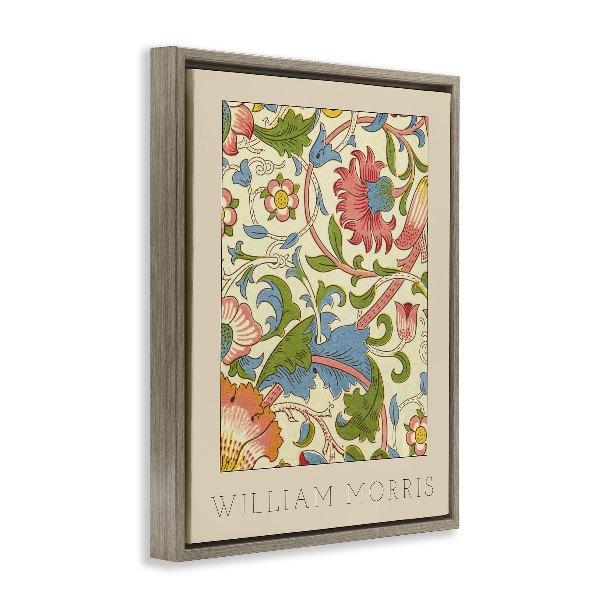Stupell Industries Stylish Boho Classic Flowers Brown Framed Floater Canvas Wall Art, design by Lil' Rue