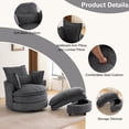 thumbnail image 2 of Ktaxon Swivel Corduroy Round Chair with Ottoman, 360-Degree Rotation Accent Chair, Double Layer Cushion Sofa with Lumbar Pillow, Ideal for Home Office Gray, 2 of 6